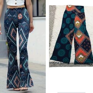 Bohemian Wide Leg Pants High Rise Size Medium